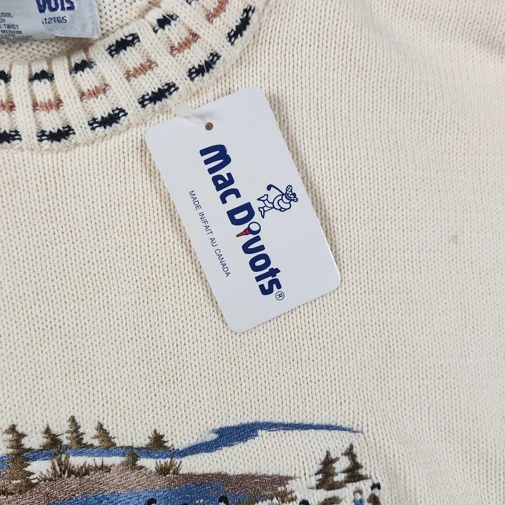VTG Mac Divots Golfer Embroidered Sweater Grandpa Colorful Grunge 80s/90s‎ XL